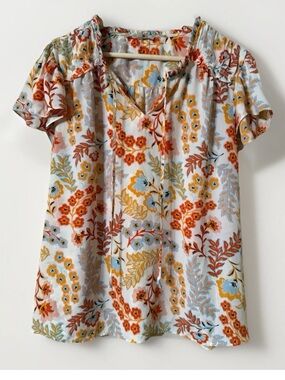 My Danielle floral print loose fit blouse with flutter sleeves